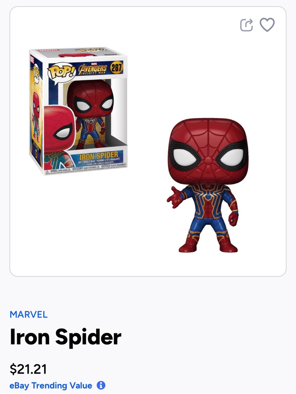 Funko Pop! Iron Spider Vinyl Figure - Red, Blue & Gold-287